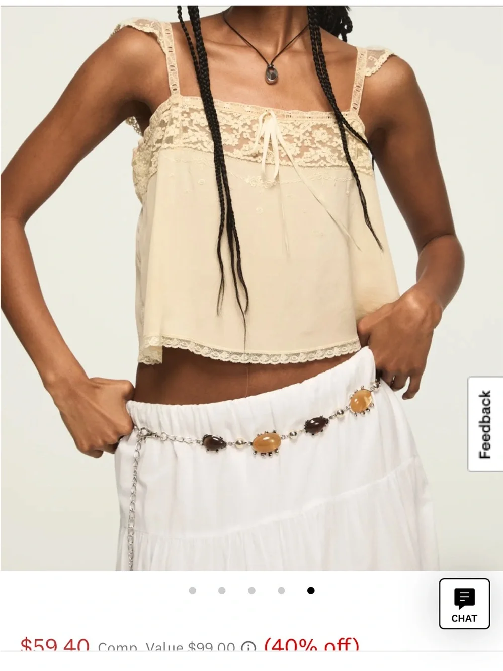 Silver chain belt with stones